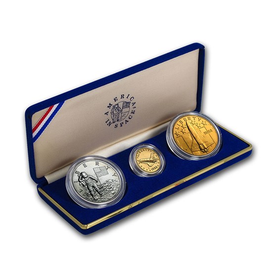 1988 America In Space 3-Medal Set (Gold, Silver & Bronze)