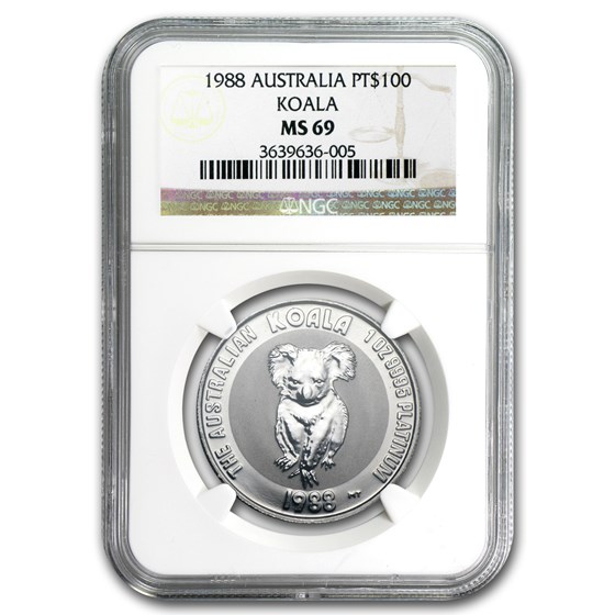 1988 Australia 1 oz Platinum Koala MS-69 NGC