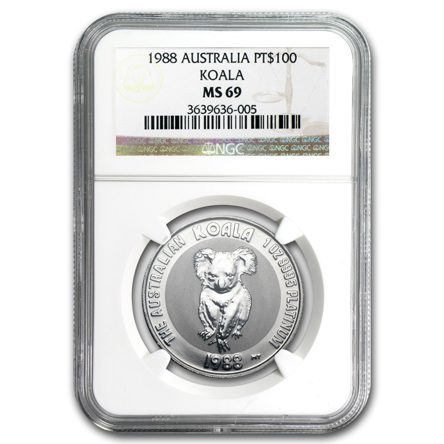 1988 Australia 1 oz Platinum Koala MS-69 NGC