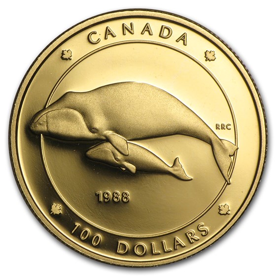 1988 Canada 1/4 oz Proof Gold $100 Bowhead Whale 1988 Canada 1/4 oz Proof Gold $100 Bowhead Whale