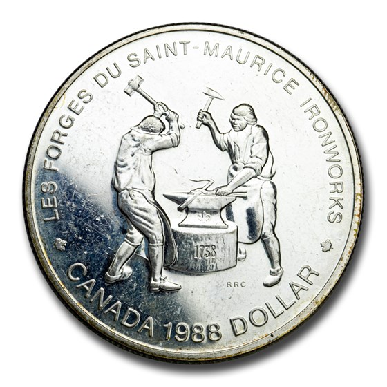 1988 Canada Silver Dollar BU (Saint-Maurice Ironworks) 1988 Canada Silver Dollar BU (Saint-Maurice Ironworks)