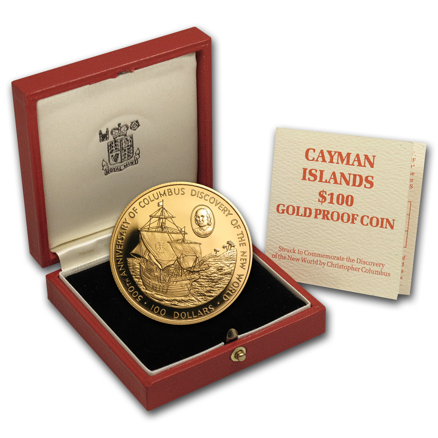 Buy 1988 Cayman Islands Proof Gold 100 Dollars Columbus | APMEX