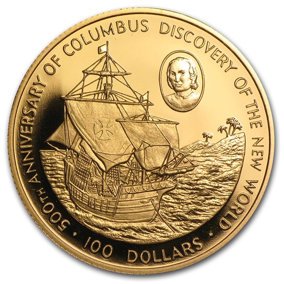 Buy 1988 Cayman Islands Proof Gold 100 Dollars Columbus | APMEX