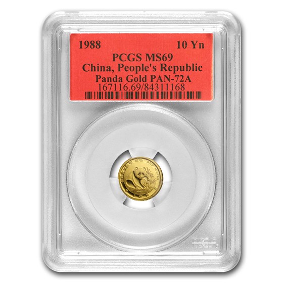 1988 China 1/10 oz Gold Panda MS-69 PCGS 1988 China 1/10 oz Gold Panda MS-69 PCGS