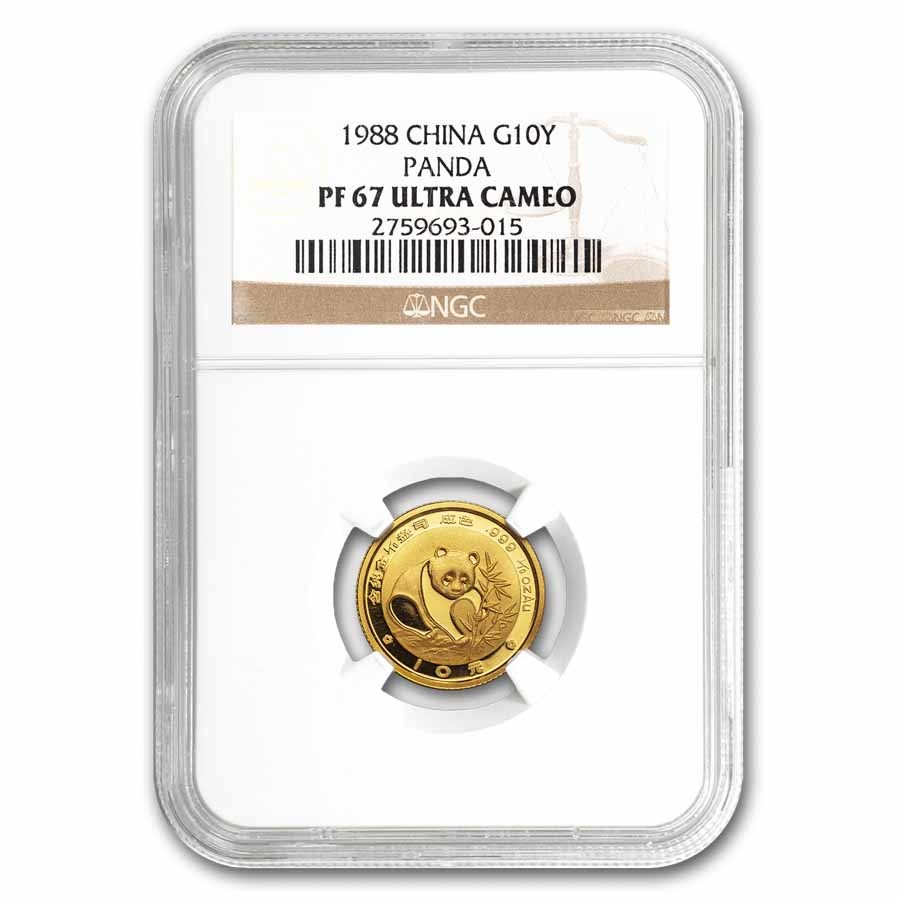 1988 China 1/10 oz Proof Gold Panda PF-67 NGC