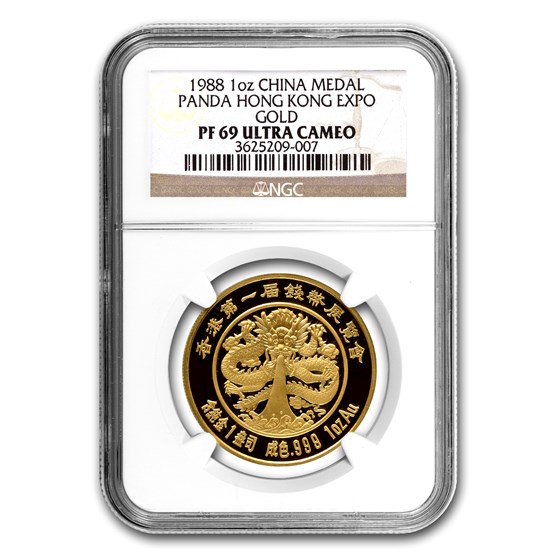 1988 China 1 oz Proof Gold Panda PF-69 NGC (Hong Kong Expo) 1988 China 1 oz Proof Gold Panda PF-69 NGC (Hong Kong Expo)