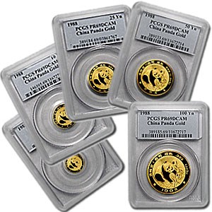 1988 China 5-Coin Gold Panda Proof Set PR-69 PCGS 1988 China 5-Coin Gold Panda Proof Set PR-69 PCGS