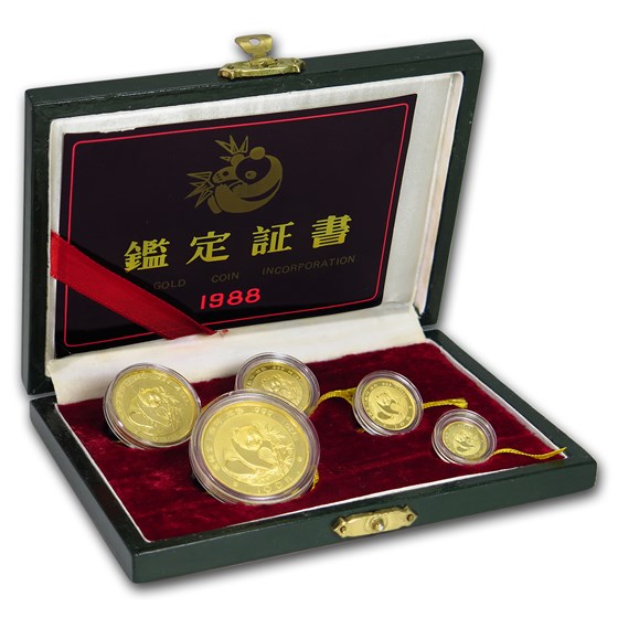 1988 China 5-Coin Gold Panda Proof Set (Sealed, w/Box & COA) 1988 China 5-Coin Gold Panda Proof Set (Sealed, w/Box & COA)
