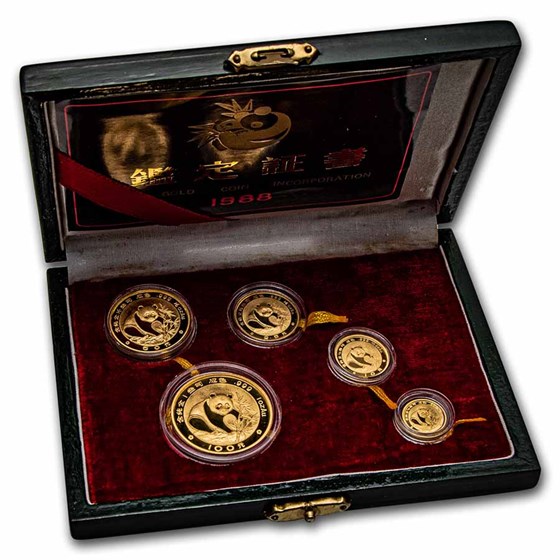 1988 China 5-Coin Gold Panda Proof Set (w/Box & COA) 1988 China 5-Coin Gold Panda Proof Set (w/Box & COA)