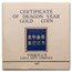 1988 China 5 oz Gold Lunar Dragon 500 Yuan Proof (Abrasion)