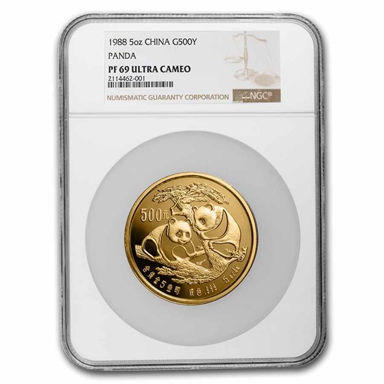 1988 China 5 oz Gold Panda PF-69 NGC Ultra Cameo 1988 China 5 oz Gold Panda PF-69 NGC Ultra Cameo