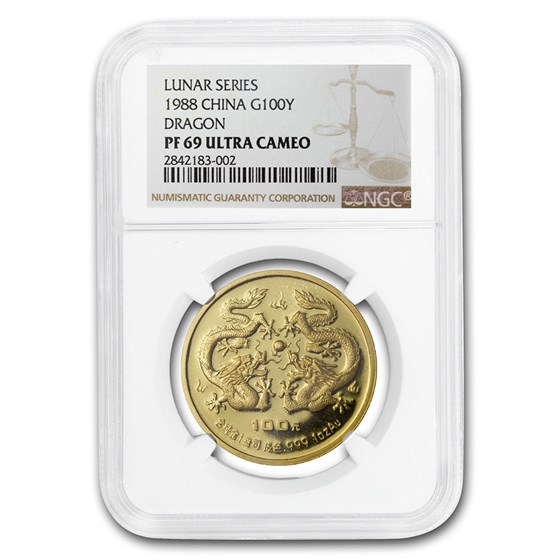 1988 China Proof Gold 100 Yuan Year of the Dragon PR-69 NGC 1988 China Proof Gold 100 Yuan Year of the Dragon PR-69 NGC