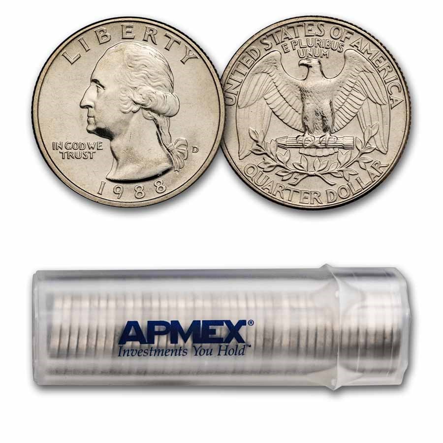 1988-D Washington Quarter 40-Coin Roll BU