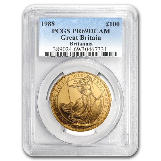 1988 Great Britain 1 oz Gold Britannia PR-69 PCGS 1988 Great Britain 1 oz Gold Britannia PR-69 PCGS