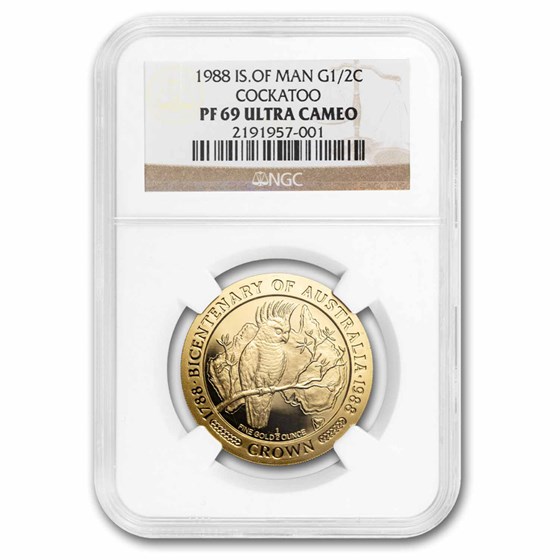 1988 Isle of Man 1/2 oz Proof Gold Cockatoo PF-69 NGC UCAM 1988 Isle of Man 1/2 oz Proof Gold Cockatoo PF-69 NGC UCAM