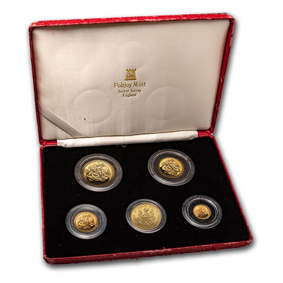 1988 Isle of Man 5-Coin Gold Angel Proof Set 1988 Isle of Man 5-Coin Gold Angel Proof Set