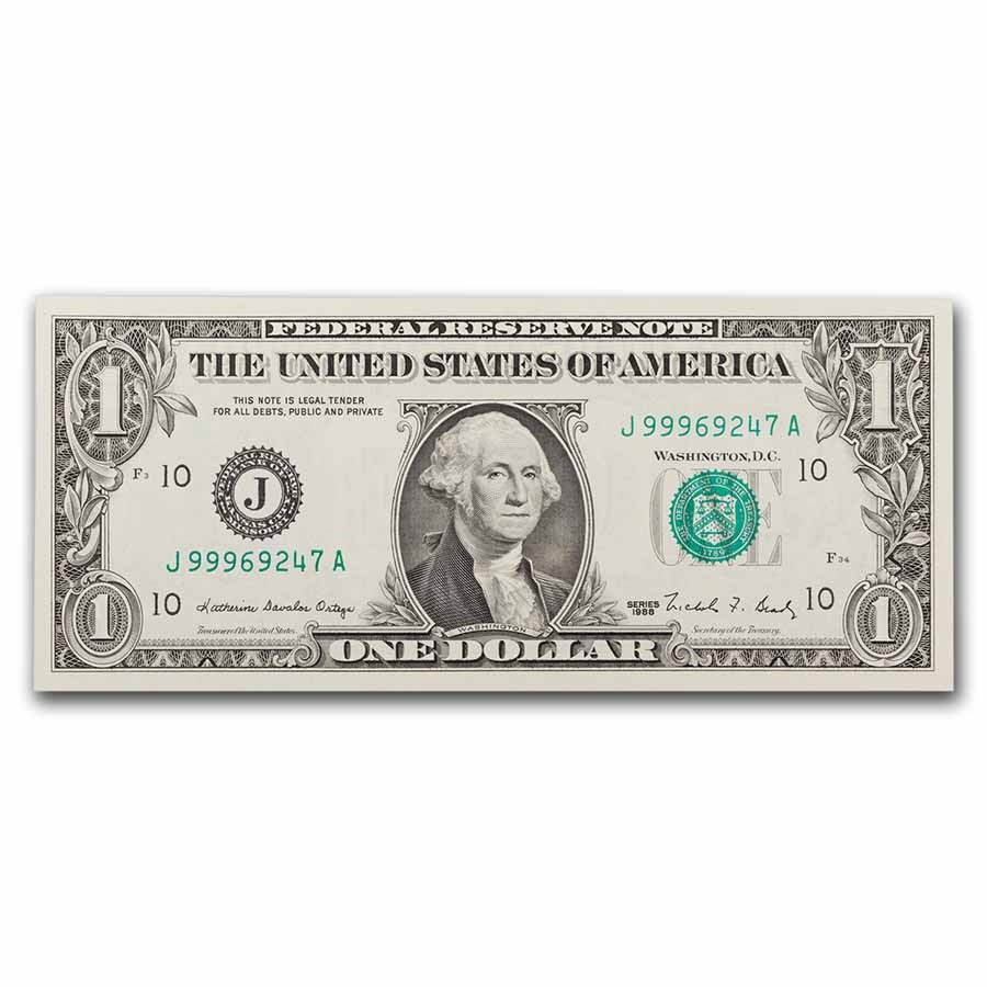 1988 (J-Kansas City) $1.00 FRN CU (Fr#1914-J)