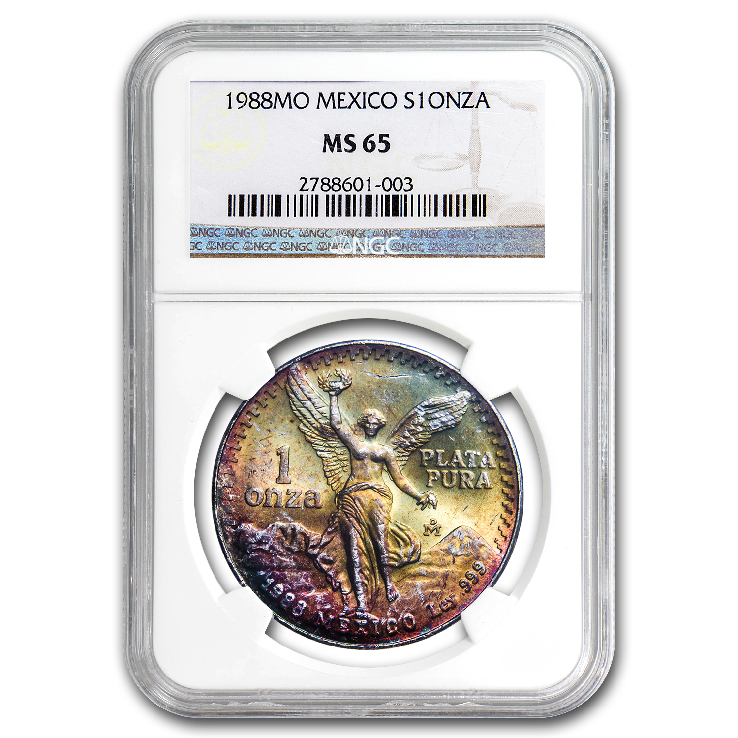 Buy 1988 Mexican 1 oz Silver Libertad MS-65 NGC (Toned) | APMEX