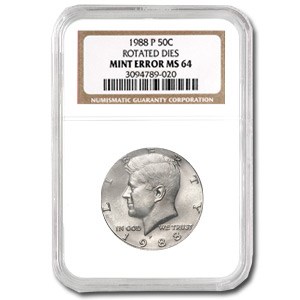 1988-P Kennedy Half Dollar MS-64 NGC (Rotated Rev) 1988-P Kennedy Half Dollar MS-64 NGC (Rotated Rev)