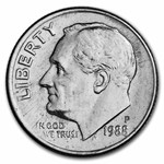 1988-P Roosevelt Dime 50-Coin Roll BU