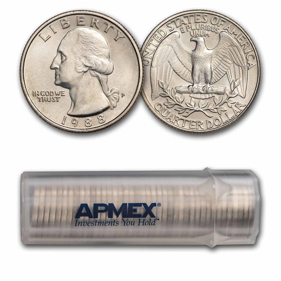 1988-P Washington Quarter 40-Coin Roll BU