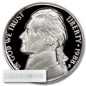1988-S Jefferson Nickel 40-Coin Roll Gem Proof 1988-S Jefferson Nickel 40-Coin Roll Gem Proof