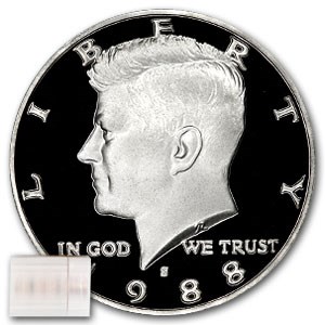 1988-S Kennedy Half Dollar 20-Coin Roll Proof 1988-S Kennedy Half Dollar 20-Coin Roll Proof