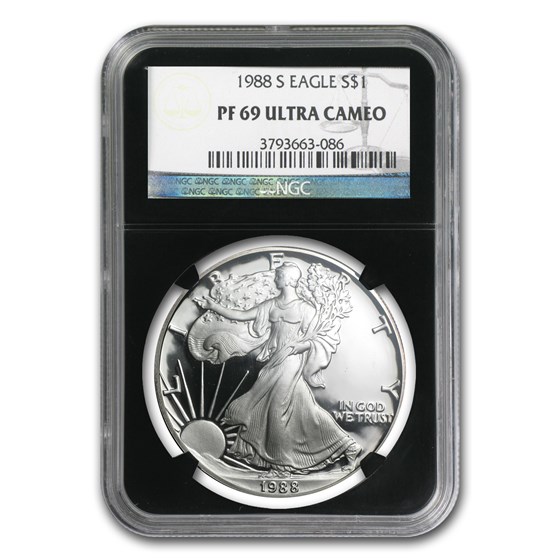 1988-S Proof American Silver Eagle PF-69 NGC (Retro Black Insert) 1988-S Proof American Silver Eagle PF-69 NGC (Retro Black Insert)