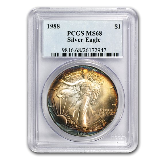 1988 Silver American Eagle MS-68 PCGS (Toned) 1988 Silver American Eagle MS-68 PCGS (Toned)