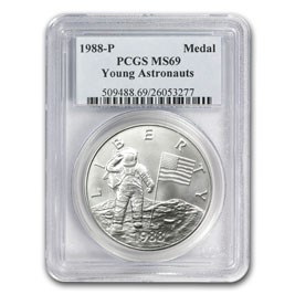 1988 Silver Young Astronauts Medal MS-69 PCGS 1988 Silver Young Astronauts Medal MS-69 PCGS