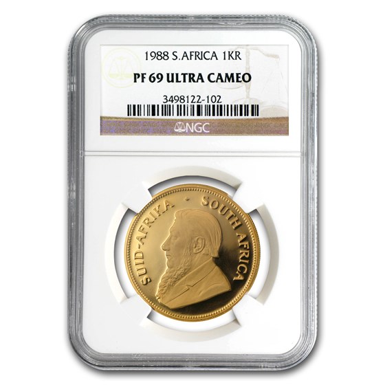 1988 South Africa 1 oz Gold Krugerrand PF-69 NGC 1988 South Africa 1 oz Gold Krugerrand PF-69 NGC