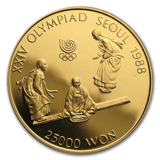 1988 South Korea Proof Gold 25,000 Won Seesaw