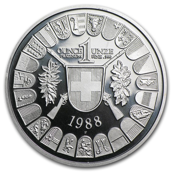 1988 Switzerland 1 oz Platinum Shooting Thaler Proof 1988 Switzerland 1 oz Platinum Shooting Thaler Proof