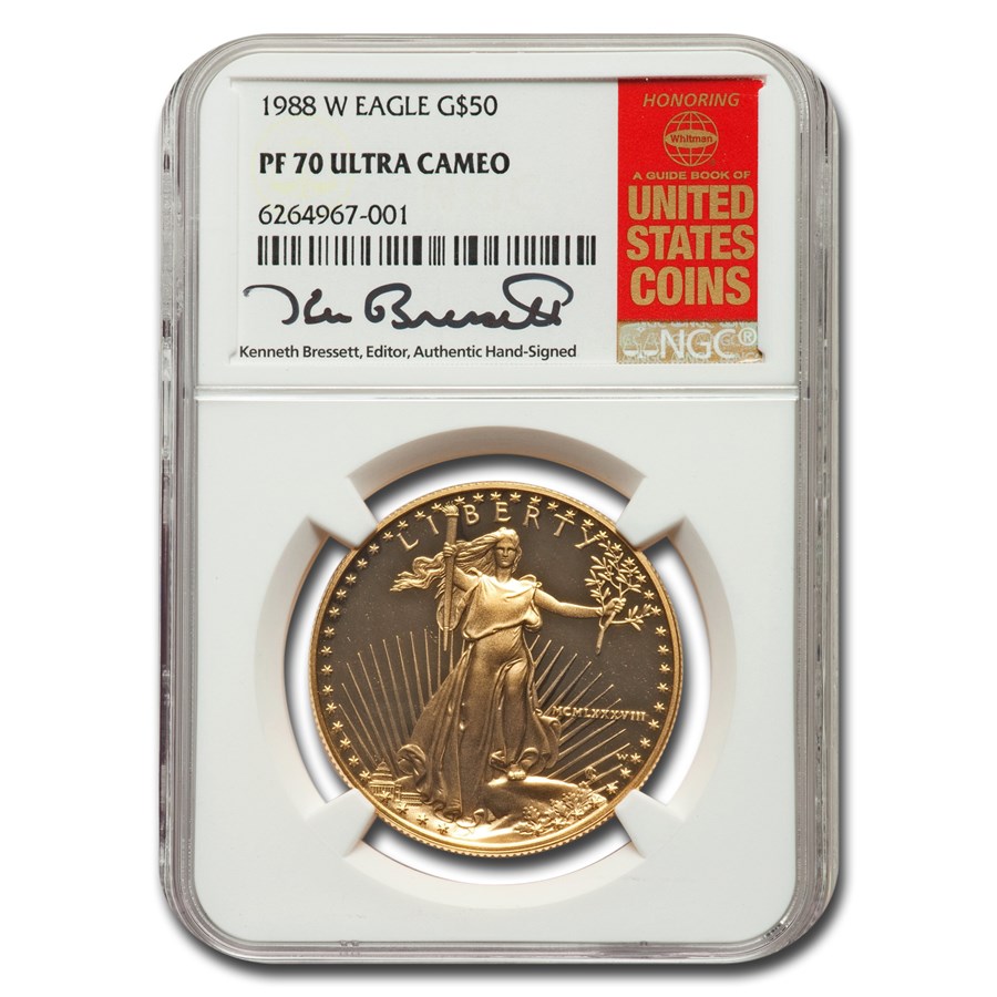 1988-W 1 oz Proof American Gold Eagle PF-70 UCAM NGC (Bressett)