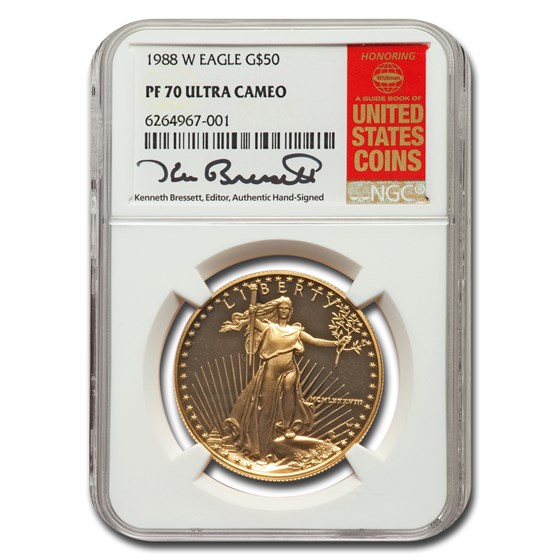 1988-W 1 oz Proof American Gold Eagle PF-70 UCAM NGC (Bressett) 1988-W 1 oz Proof American Gold Eagle PF-70 UCAM NGC (Bressett)