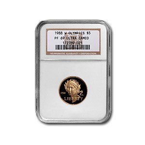 1988-W Gold $5 Commem Olympic PF-69 NGC