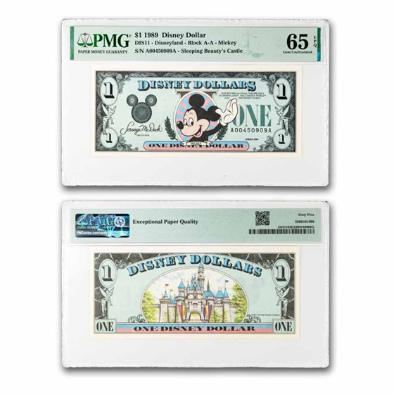 1989 $1.00 (AA) Waving Mickey CU-65 EPQ PMG (DIS#11)