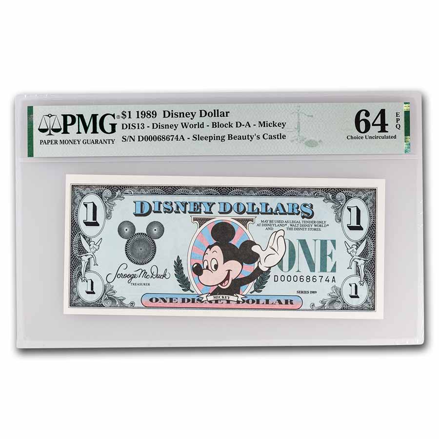 Buy 1989 $1.00 (DA) Waving Mickey (DIS#13) CU-64 EPQ PMG | APMEX