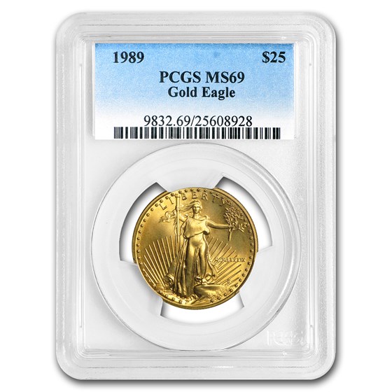1989 1/2 oz American Gold Eagle MS-69 PCGS 1989 1/2 oz American Gold Eagle MS-69 PCGS