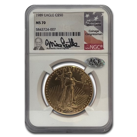 1989 1 oz American Gold Eagle MS-70 NGC (Castle) 1989 1 oz American Gold Eagle MS-70 NGC (Castle)