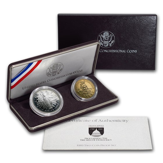 1989 2-Coin Congressional Proof Set (w/Box & COA) 1989 2-Coin Congressional Proof Set (w/Box & COA)