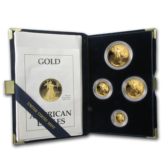 1989 4-Coin Proof American Gold Eagle Set (w/Box & COA)