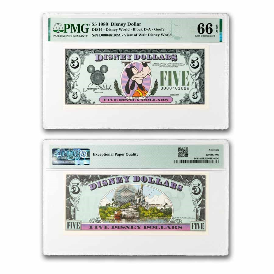 1989 $5.00 (DA) Closed-Eyed Goofy CU-66 EPQ PMG (DIS#14)