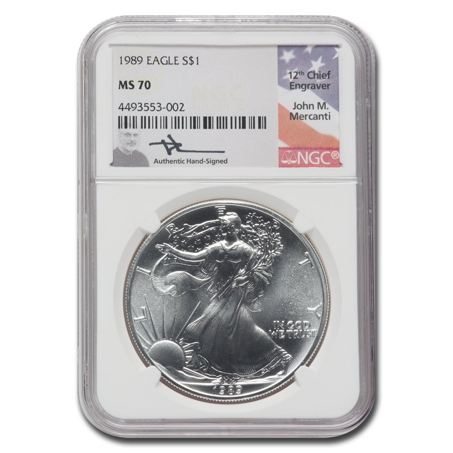1989 American Silver Eagle MS-70 NGC (Mercanti)