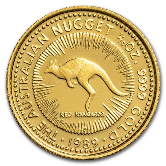 1989 Australia 1/20 oz Proof Gold Nugget (Coin Only) 1989 Australia 1/20 oz Proof Gold Nugget (Coin Only)