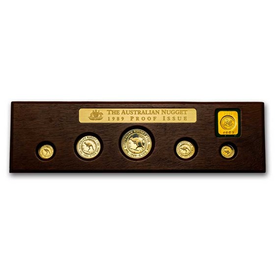1989 Australia 5-Coin Gold Nugget Proof Set (Damaged Capsules) 1989 Australia 5-Coin Gold Nugget Proof Set (Damaged Capsules)