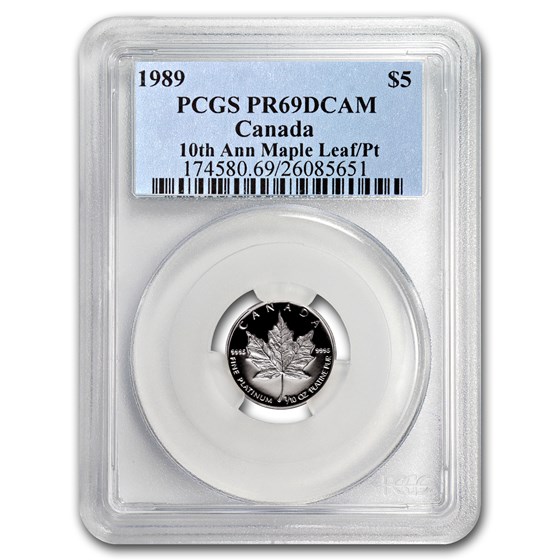 1989 Canada 1/10 oz Platinum Maple Leaf PR-69 PCGS 1989 Canada 1/10 oz Platinum Maple Leaf PR-69 PCGS