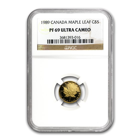 1989 Canada 1/10 oz Proof Gold Maple Leaf PF-69 NGC 1989 Canada 1/10 oz Proof Gold Maple Leaf PF-69 NGC