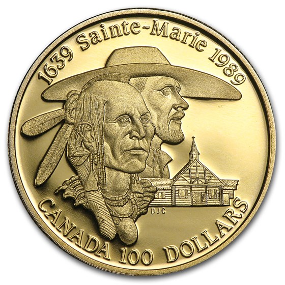 1989 Canada 1/4 oz Proof Gold $100 Sainte-Marie 1989 Canada 1/4 oz Proof Gold $100 Sainte-Marie