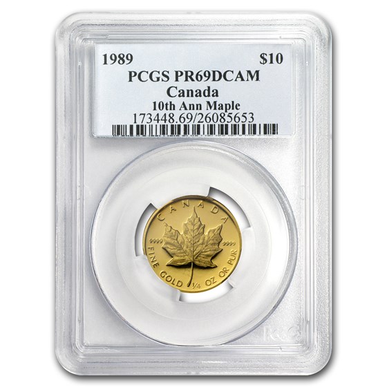1989 Canada 1/4 oz Proof Gold Maple Leaf PR-69 PCGS 1989 Canada 1/4 oz Proof Gold Maple Leaf PR-69 PCGS